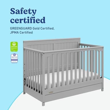 Graco Hadley 5-in-1 Convertible Crib with Drawer (Pebble Gray) – GREENGUARD Gold Certified, Crib with Drawer Combo, Full-Size Nursery Storage Drawer, Converts to Toddler Bed, Daybed - Image 6