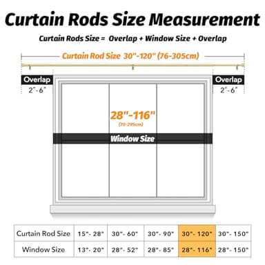 GEEBOBO Gold Curtain Rods for Windows 66 to 120 Inch, 1 Inch Adjustable Heavy Duty Easy Install Curtain Rods Set for Outdoor, Patio, Farmhouse, Bedroom, Living Room (Gold, 30"-120") - Image 5