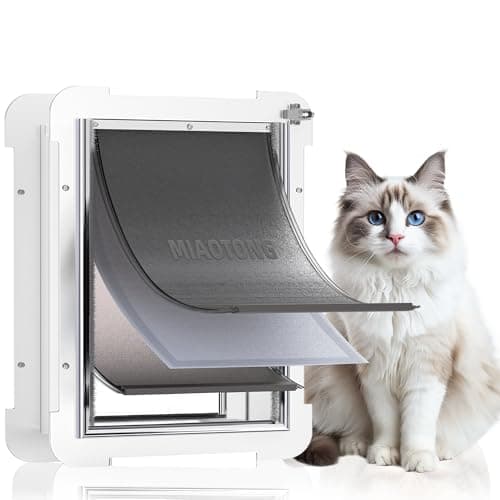 3-Flaps Steel Cat Door for Exterior Doors with Sliding Lock Panel, Extreme Weather Pet Door for Cats, Small Kitty Doggie Door, Insulated Dog Doors for Door, Telescoping Tunnel (Pets Up to 12 Lb) - Image 1
