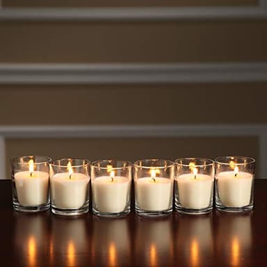 Hosley 48-Pack Ivory Unscented Votive Candles, Clear Glass, 10-12 Hr Burn, Hand-Poured, Ideal for Weddings, Parties, Aromatherapy, Holidays, Gifts - Image 5
