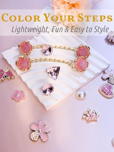 24pcs Plastic Bling Shoe Charms Set –Pearl, Butterfly, Flower & Chain Decorations for Clogs & Sandals – Cute Accessories for Women & Girls Gift - Image 2