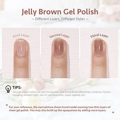 GAOY Jelly Brown Gel Nail Polish, 16ml Sheer Natural Translucent Color 1004 UV Light Cure Gel Polish for Nail Art DIY Manicure and Pedicure at Home - Image 2