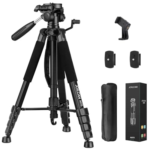 JOILCAN Tripod Camera Tripods, 74" Tripod for Camera Phone Video Recording, Heavy Duty Cameras Tripod Stand, Professional Travel DSLR Tripods Compatible with Canon iPhone, Max Load 15 LB - Image 1