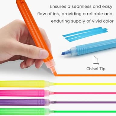 SILVERRAV Highlighters Assorted Colors,Pack of 6, Highlighter Pens No Bleed, Neon, Chisel Tip Highlighter Marker, Back to School Supplies, Office, Classroom, Use in Note Taking, Planner. - Image 2