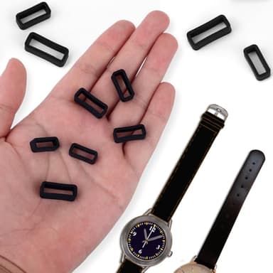 Gosknor 6pcs Watch Band Keepers, 14/16/18mm Silicone Watch Strap Retainer Holder Loop Replacement Parts Watchband Fastener for Smart Sport Watchers Clasp Ring Accessories (Black) - Image 3