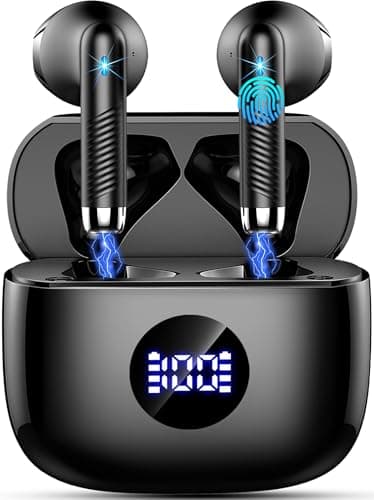 Wireless Earbuds, Bluetooth 5.4 Headphones HiFi Stereo, in Ear Earphones with 4 ENC Noise Cancelling Mics, 40H Playtime Ear Buds with Mini Case, IP7 Waterproof Bluetooth Earbuds with LED Display - Image 1