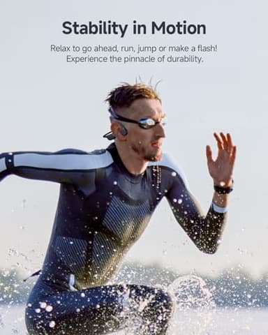 PSIER Bone Conduction Headphones IPX8 Waterproof Swimming Headphones Open Ear Headphones with MP3 Mode 32GB Memory Up to 8 Hours Playtime Bluetooth 5.4 Ear Buds Secure Fit for Running and Fitness - Image 6