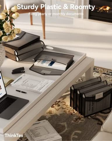 ThinkTex Plastic Expanding File Folder, Transparent envelopes with Snap Closure, No Dividers, Large Capacity, Fit Letter/A4 Size - 5 Packs - Image 6