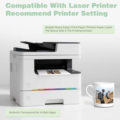 20 Sheets Waterslide Decal Paper LASER CLEAR,8.5X11 Inch Water Slide Transfer Paper Transparent Printable for Tumblers,Ceramics,Plastics,Glasses,DIY - Image 6