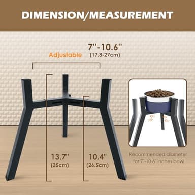 TIDANT Elevated Dog Bowls for Large and Extra Large Dogs, Adjustable Width Dog Bowl Stand for 7-10.6" Wide Bowls, Food and Water Feeder, 13.7 in Tall Single Holder (Bowl Not Included) - Image 2