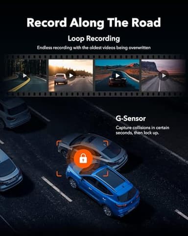 WOLFBOX G930 10'' Rear View Mirror Camera with 5.8GHz WiFi, 4K Dash Cam Front and Rear with WDR, Touch Screen Rearview Mirror Backup Camera, Parking Monitor, Reverse Assist, Includes 64GB Card & GPS - Image 6