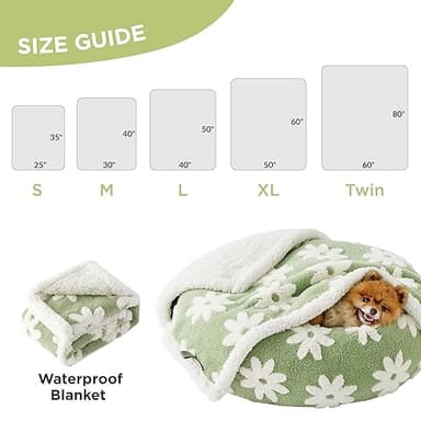 LE SURE Waterproof Dog Blanket for Large Dogs - Washable Double Sided Dog Blankets with Warm Jacquard Shag and Soft Sherpa Fleece, Pet Cat Blanket for Couch Protection, 3D Textured Cloud, Green - Image 6