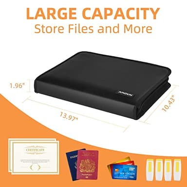 JUNDUN Accordion File Organizer - Fireproof Accordion Folder with Zipper & Labels - 13 Pocket Expanding File Folder with Multi-Pockets Document Organizer Folder for Letter A4 Files | Receipt and More - Image 5