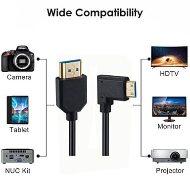 Qaoquda Mini HDMI to HDMI Coiled Cable, 90 Degree Angle 8K Mini HDMI Male to HDMI Male Spring Cord 2.1V 8K@60Hz 4K@120Hz for Tablet Graphics/Video Card, Laptop, and More (1.2M/4FT) (Left Angle) - Image 4