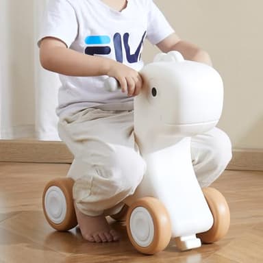 VEVOR 3 in 1 Baby Rocking Horse for Toddlers 1-3 Years,Rocking Horse with Detachable Balance Board and 4 Smooth Wheels, Support up to HDPE Material 80 lbs Kids Ride on Toy, 40° Swinging, White - Image 2