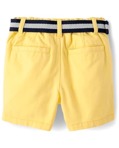 The Children's Place Baby Boys' and Toddler Twill Belted Chino Short, Banana Pudding, 2T - Image 2