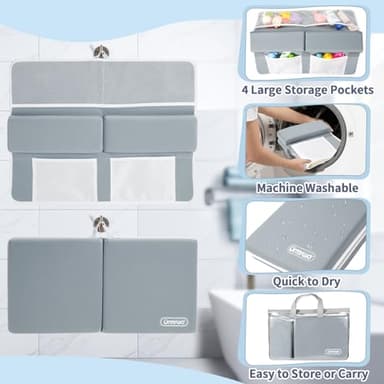 URMYWO Bath Kneeler and Elbow Rest Pad Set - 1.5" Thick Baby Bath Kneeler Pads with Toys Organizer, Anti-Slip Cozy Knee & Arm Support Bathtub Mat, Quick Dry Kneeling Pad for Baby Bath Time - Image 7