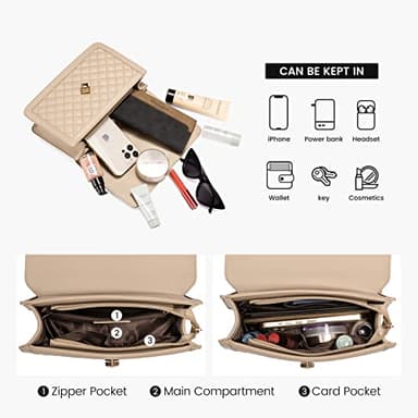 LOVEVOOK Shoulder Bag for Women Quilted Crossbody Purse,Leather Chain Bag for Gift Classic Satchel Handbag Nude - Image 4