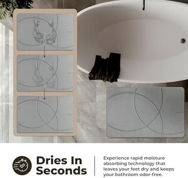 Stone Bath Mat, Diatomaceous Earth Non-Slip Stone Shower Mat - Quick Drying Absorbent Bath Mats for Bathroom - Elegant & Modern Design, Easy to Clean (23.5 x 15) - Graphite - Image 5