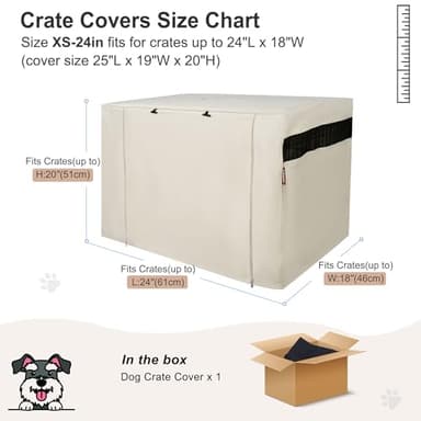 HiCaptain Dog Crate Cover 24.0" L x 18.0" W x 20.0" H with Breathable Mesh, Durable Heavy Duty Kennel Cover, Dual Zippered Panels, Windproof Waterproof UV-Resistant(Beige) - Image 5