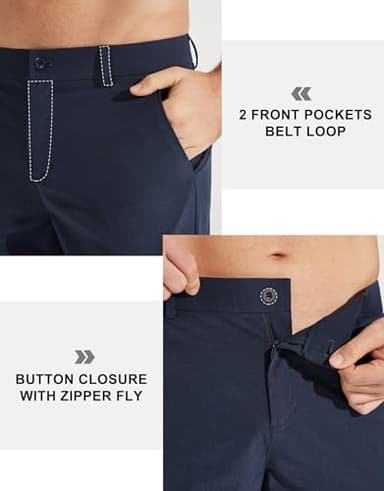 Libin Mens Golf Pants Stretch Work Dress Pants 30" Quick Dry Lightweight Business Casual Pants for Men Comfy Water Resistant, Navy Blue, 35W x 30L - Image 3