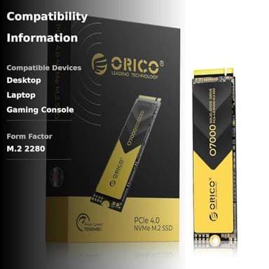 ORICO 2TB NVMe SSD PCIe 4.0- Up to 7000MB/s, M.2 SSD 2280 PCIe 4.0X4 Internal Solid State Drive, Fast Heat Dissipation, Compatible with macOS Windows for Gamers and Creators-O7000 (2TB) - Image 3