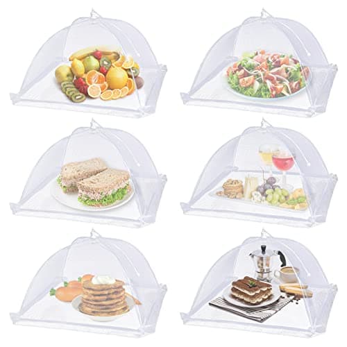 Lauon Large Food Cover,6 Pack Mesh Food Tent,17"x17",White Nylon Covers,Pop-Up Umbrella Screen Tents,Patio Net for Outdoor Camping, Picnics, Parties,BBQ,Collapsible and Reusable - Image 1