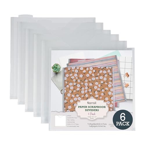 Samsill Scrapbook Paper Storage Organizer, 6 Count of Individual Top Loading Files with Customizable Tabs, Holds 12 x 12 Inch Scrapbook, Vinyl, Photos, Clear, PVC and Acid Free, 6 Pack - Image 1