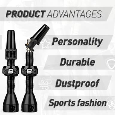 BWSHLF Tubeless Presta Valve Stem 40/44/55/60/65/80/100 mm, Super Light Alloy Presta Valve Stem Kit with Valve Core Remover Tool and Valve Stem Caps - Multiple Color and Size Options(Pair) - Image 3