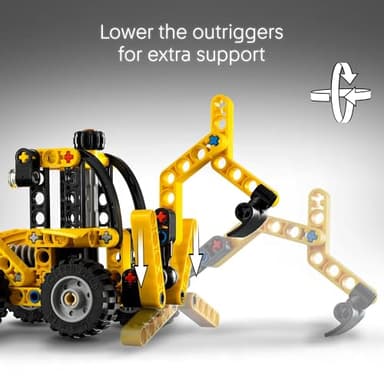 LEGO Technic Backhoe Loader Construction Toy - Building Toy Set for Boys and Girls, Ages 7+ - Educational Gift Idea for Kids Birthday with Usable Back Digger, Scoop, & Outriggers - 42197 - Image 4