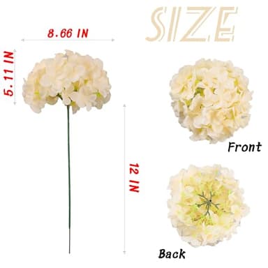 SITUMEIZI 540 Petals Silk Hydrangea Artificial Flowers Big Heads with Stems Fake Hydrangea Bouquets Faux for Home Wedding Party Spring Decor, Pack of 6(Champagne,VASE NOT Included) - Image 2