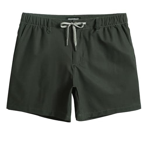 maamgic Men's 5 Inseam Shorts Casual Classic Fit Short Men with Multi-Pocket Mens Workout Shorts Hybrid Quick Dry Shorts Army Green X-Large - Image 1