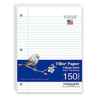 WritePads Notebook Paper College Ruled Loose Leaf Paper, Standard 8"x10-1/2",3 Hole Punched Binder Paper For 3 Ring Binder,150 Sheets/Pack, 4 Pack, White, MADE IN USA - Image 8
