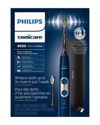 Philips Sonicare ProtectiveClean 6500 Rechargeable Electric Toothbrush, with Pressure Sensor, 3 Cleaning Modes, SmarTimer and QuadPacer, 14-Day Battery Life, Charging Travel Case, Navy Blue, HX6462/07 - Image 8