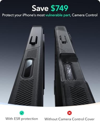 ESR for iPhone 16 Pro Max Case with Stash Stand, Camera Control, 23FT Military-Grade Shock-Absorbing Drop Protection, Compatible with MagSafe Accessories, Magnetic Cyber Series, Black - Image 4