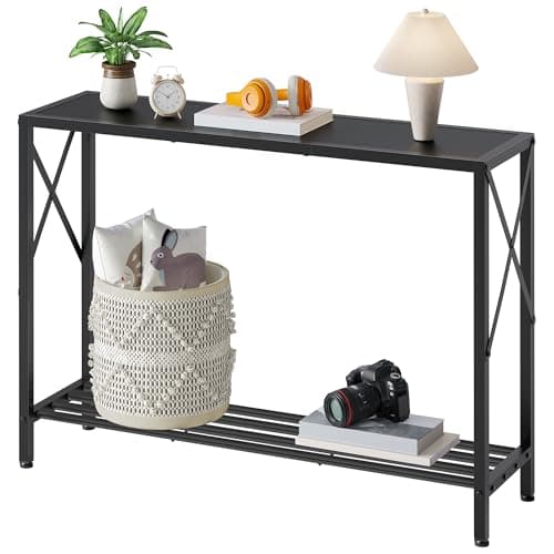 Tajsoon Console Table, 2-Tier Entryway Table, 41.8”L Narrow Sofa Tables with Shelves, Behind The Couch, for Entrance, Hallway, Living Room, Foyer, Corridor, Office, Black - Image 1