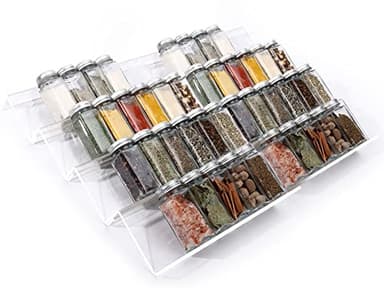 MIUKAA Clear Acrylic Spice Drawer Organizer, 4 Tier- 2 Set Expandable From 13" to 26" Drawer Seasoning Organizer, Kitchen Spice Rack Tray for Drawer/Countertop (Jars not included) - Image 8