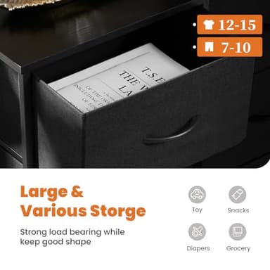 Sweetcrispy Dresser, Dresser for Bedroom Drawer Organizer Storage Drawers, Fabric Storage Tower with 8 Drawers, Chest of Drawers with Steel Frame, Wood Top for Nursery, Living Room, Closet - Image 4