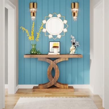 Tribesigns Console Tables for Entryway, Modern Farmhouse 39-inch Entryway Table with Geometric Base, Wooden & Metal Hallway Table/Narrow Sofa Table/Accent Table for Entrance, Living Room - Image 6