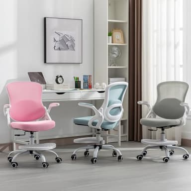 Kids Desk Chair,Ergonomic Study Chair with Adjustable Height,Swivel Mesh Desk Chair with Wheels,Home Office Chair for Children in Home Bedroom Pink - Image 6
