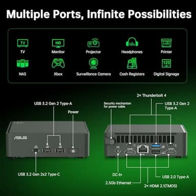 ASUS NUC 15 Pro Small Desktop Computer, Intel Series 2 Core Ultra 7 255H, 64GB DDR5 RAM, 2TB PCIe SSD, Intel Arc 140T GPU, 8K Display, Win 11 Pro, Thunderbolt 4, WiFi 7, for Research Lab & AI Training - Image 5