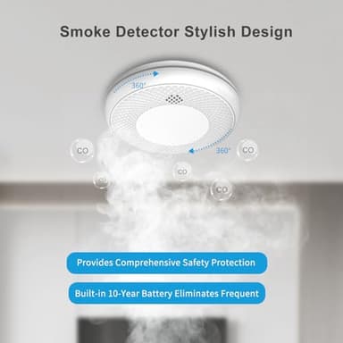 Runidur Fire Alarms Smoke Detectors, Smoke Alarm Battery Operated, 10-Year Product Life, Fire Alarm with Test Button Photoelectric Technology Fire Detectors 6 Pack - Image 3