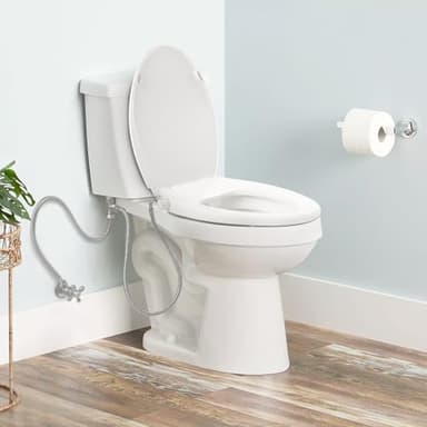 Clirass Elongated Bidet Toilet Seat with Quiet-Close, Non-Electric Bidet Mode with Dual Nozzles, Fit Elongated Toilet Seat, Adjustable Water Pressure with Brass inlet - Image 8