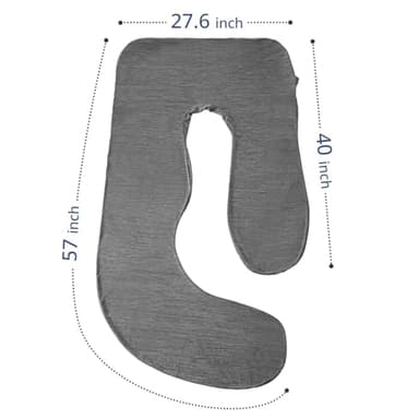 Sasttie Cooling Pregnancy Pillow Cover, 57-inch U Shaped Pregnancy Pillow Case, Fits 55 to 57 Inch Maternity Pillow, Grey (No Pillow Insert) - Image 5