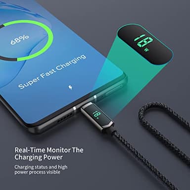 SOOPII 100W USB C to USB C Cable, 4FT Nylon Braided Type-C Cable, PD Fast Charging Cable with LED Display for lPhone 15/15 Pro/15 Plus/15 Pro Max, MacBook Pro, Samsung Galaxy S22/S10, Pixel, LG - Image 3