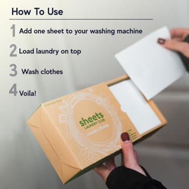 Sheets Laundry Club Laundry Detergent Sheets, 100 Loads - Fresh Linen Scent, Eco-Friendly, Quick-Dissolving Formula, Hypoallergenic, Septic Safe, Plastic-Free Packaging - 50 Sheets - Image 4