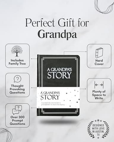 Grandpa's Life Story Journal (Hardcover): A Meaningful Keepsake for Grandpa to Share His Journey & Memories, Book Includes 250+ Prompt Questions, Sentimental Gift for Father's Day, Birthday, Christmas - Image 2
