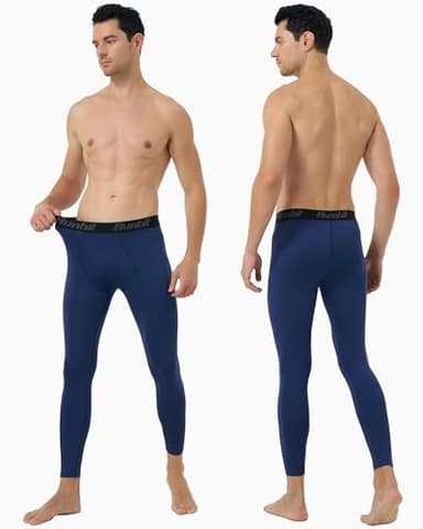 Runhit Men’s Compression Pants Running Tights Workout Leggings Athletic Base Layer Pants for Sports Yoga Basketball Navy Blue 3XL - Image 2