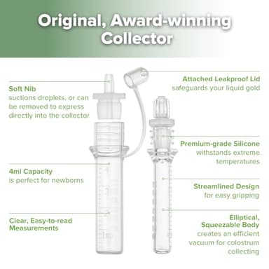 haakaa Colostrum Collector Kit Breast Milk Collector with Cotton Cloth Wipe and Storage Case, Ready-to-Use, Reusable, 4ml/6pcs - Image 4