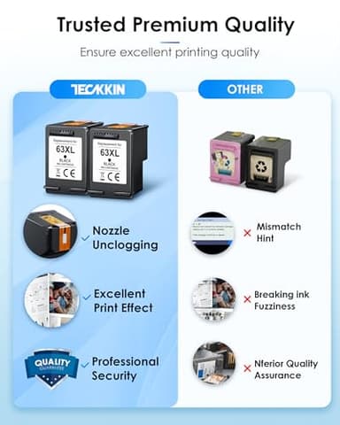 63XL Black High-Yield Ink Cartridge for HP 63 Black Ink Cartridge Replacement for HP Ink 63 Works with HP OfficeJet 3830 4650 5255 5258 Envy 4520 4512 DeskJet 1112 2130 3630 F6U64AN (2 Black Pack) - Image 6